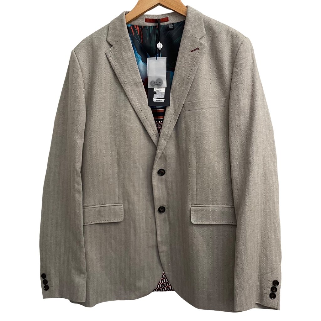 Ted Baker Balrom Linen Blend Herringbone Jacket Ted Size 6, Us Size 2xl